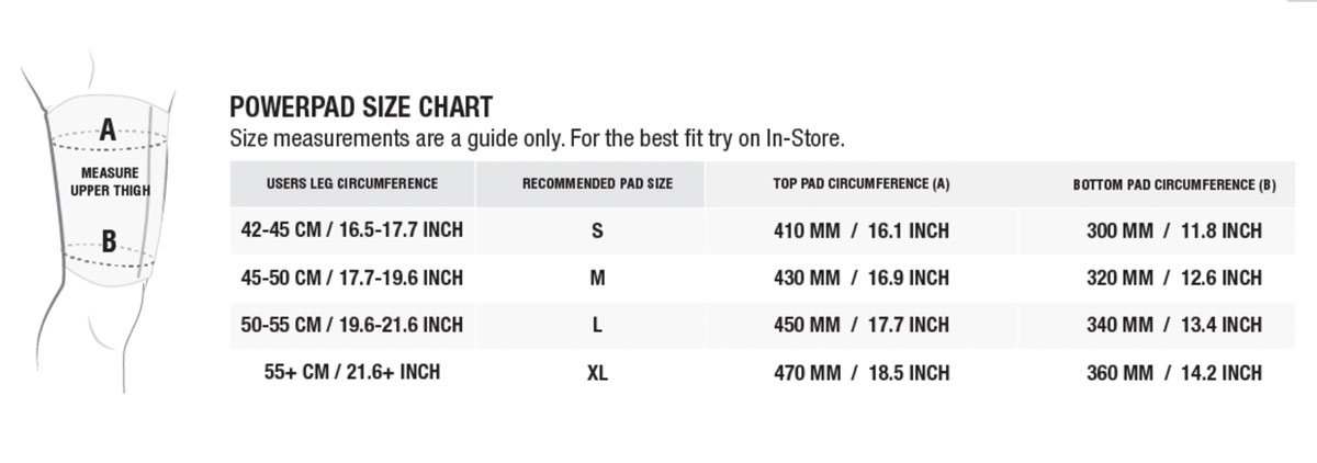HIK-0380-U-BLK Zhik Powerpads culeras guia tallas HIK-0380-U-BLK Zhik Powerpads culeras guia tallas